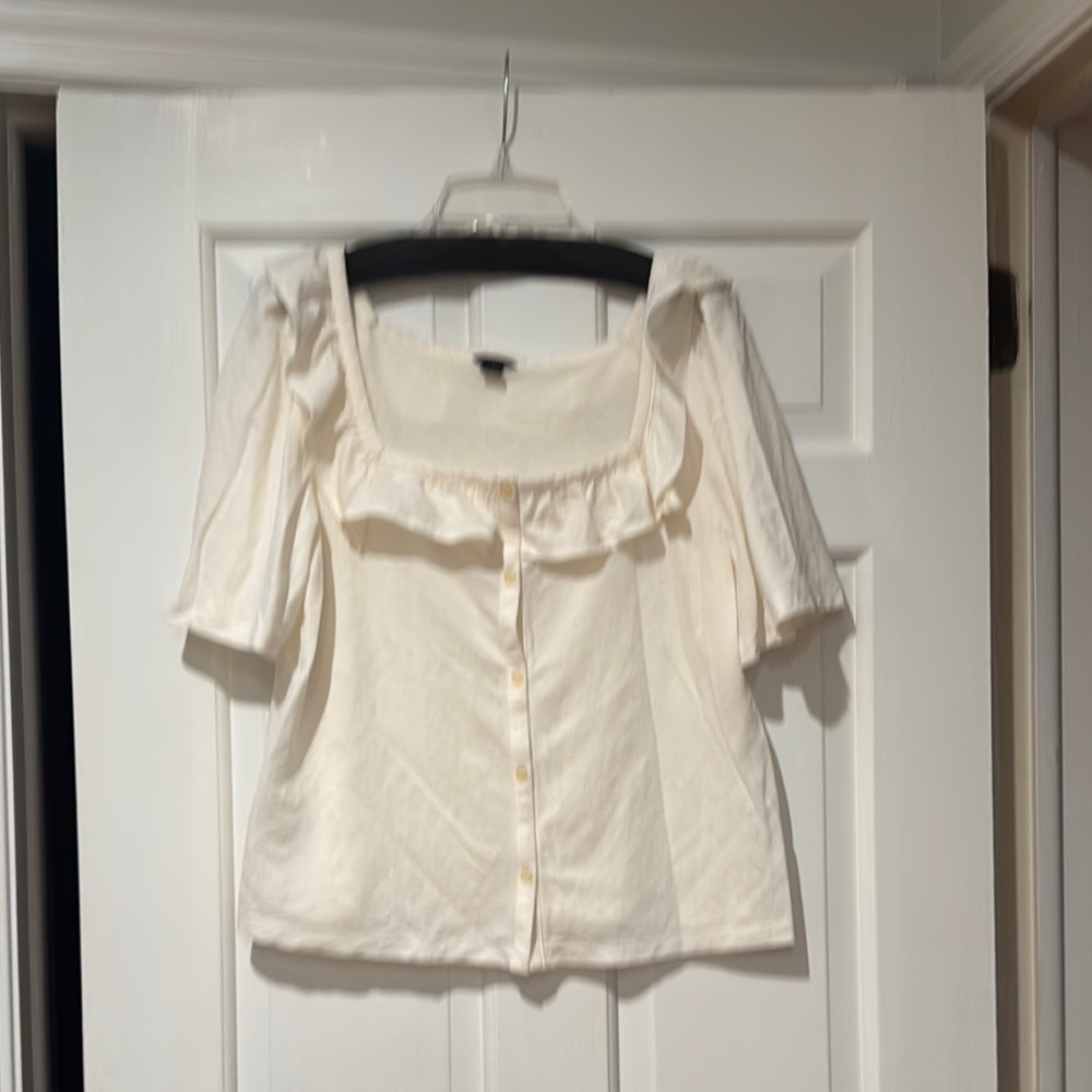 Ann Taylor Women's Cream Button-Up Top